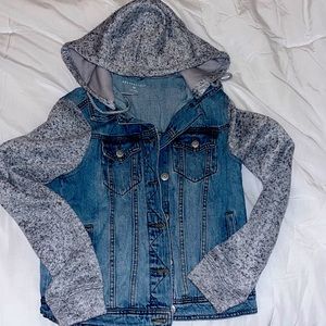 Aeropostale hoodie denim jacket; size XS